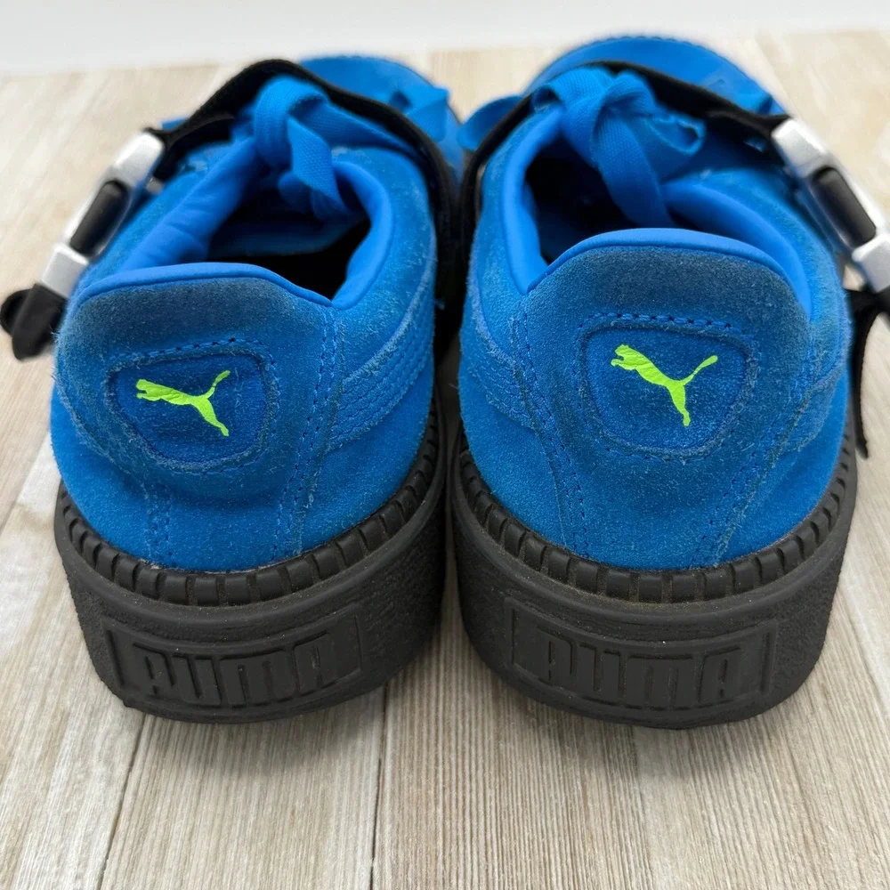 Puma Suede Platform Buckle Blue Black Sneakers 367451-01 Womens 8